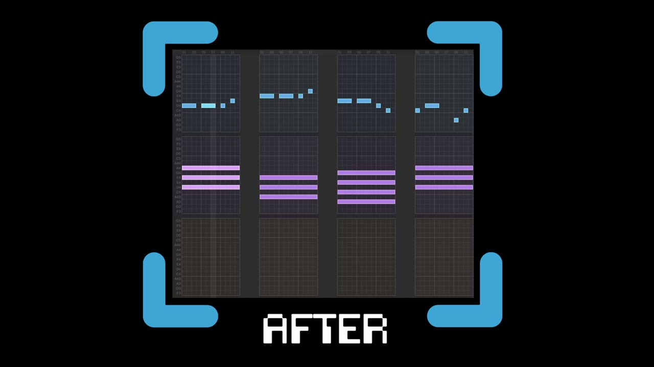 A melody in 1BITDRAGON after adding variation to the notes
