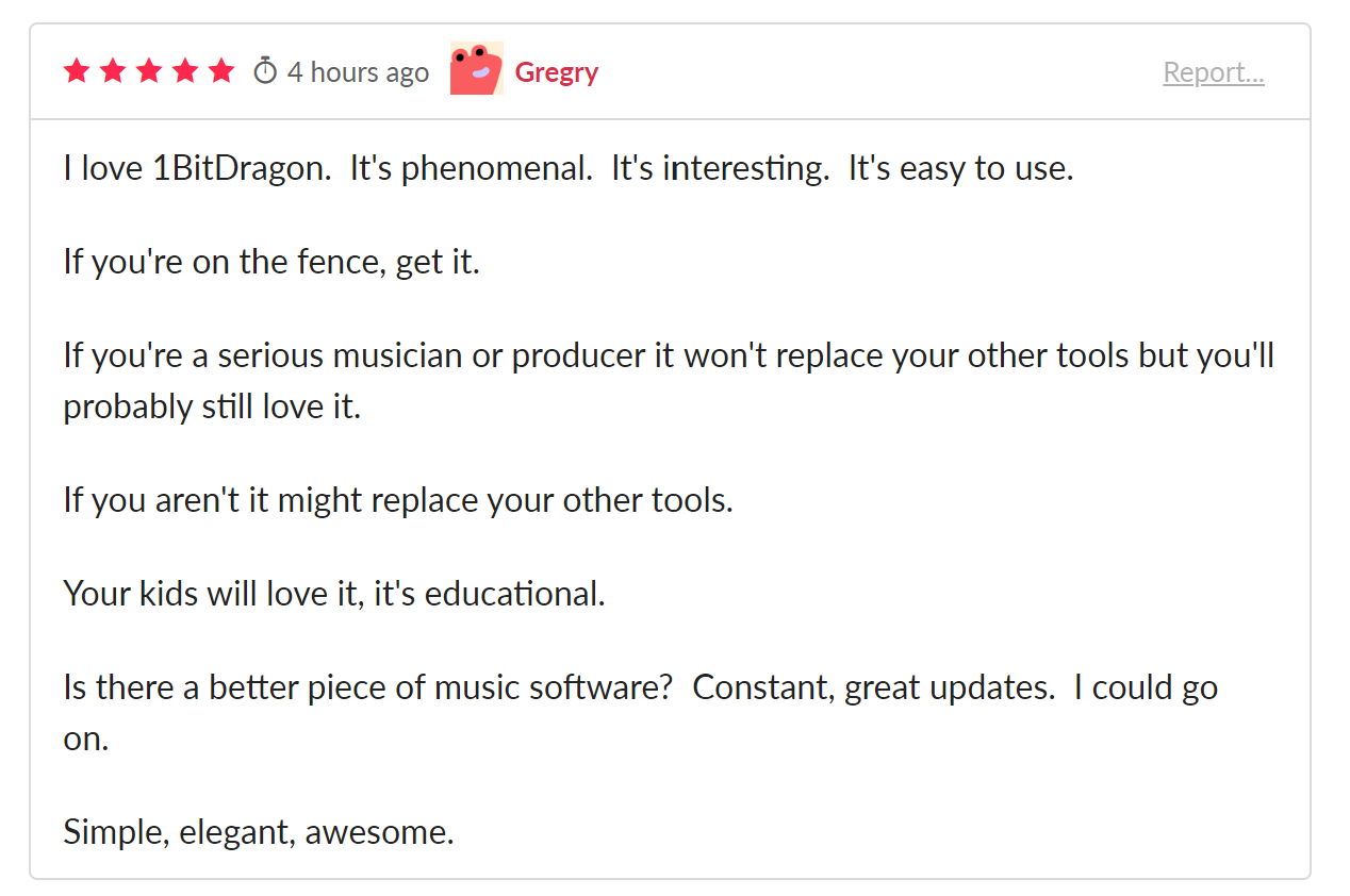 1BITDRAGON Desktop user testimonial 05