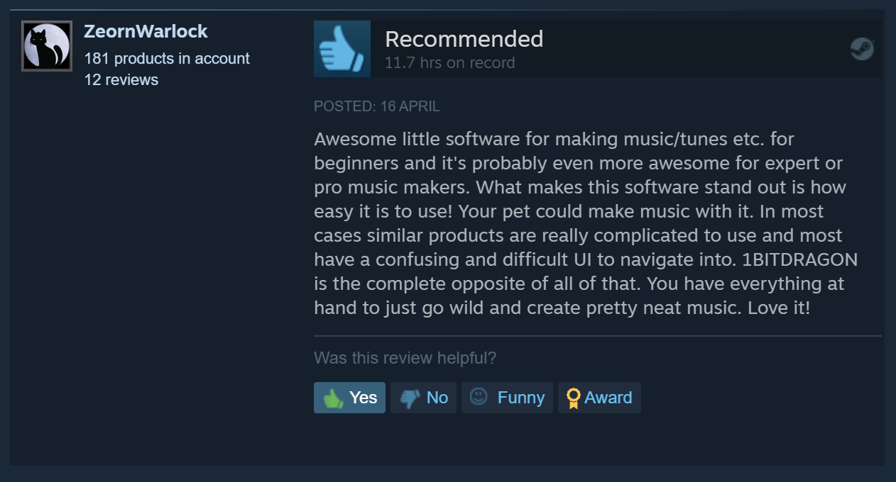 1BITDRAGON Desktop user testimonial 13